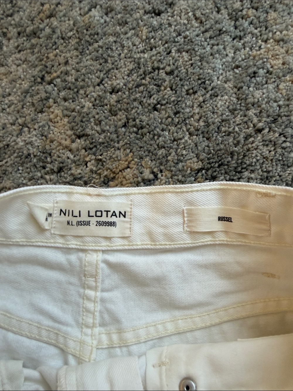 Nili Lotan White Frayed Hem Russel Denim Shorts - Picture 2 of 5